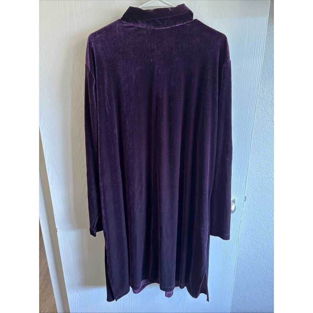 Vintage Rabbit Rabbit Rabbit Designs - Purple Velvet Long Button Down Size 24W - Picture 7 of 7
